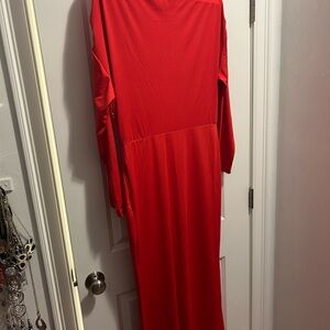 Elegant Red Long Sleeve Dress